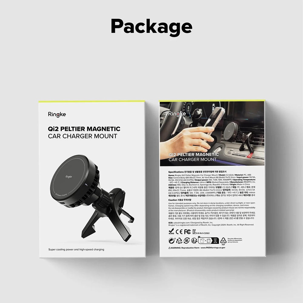 Bežični auto punjač Ringke, 15W, 1.67A, Crni