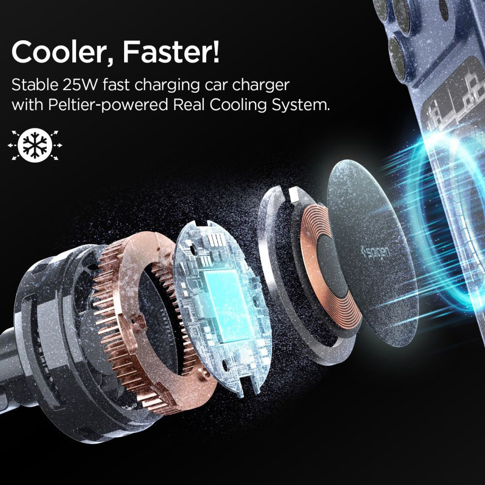 Bežični auto punjač Spigen Essential, 25W, 1.67A, Crni