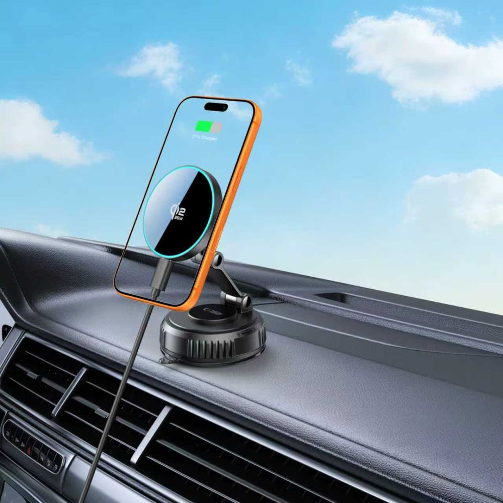 Bežični auto punjač Tech-Protect MM25W-V8, 25W, Crni