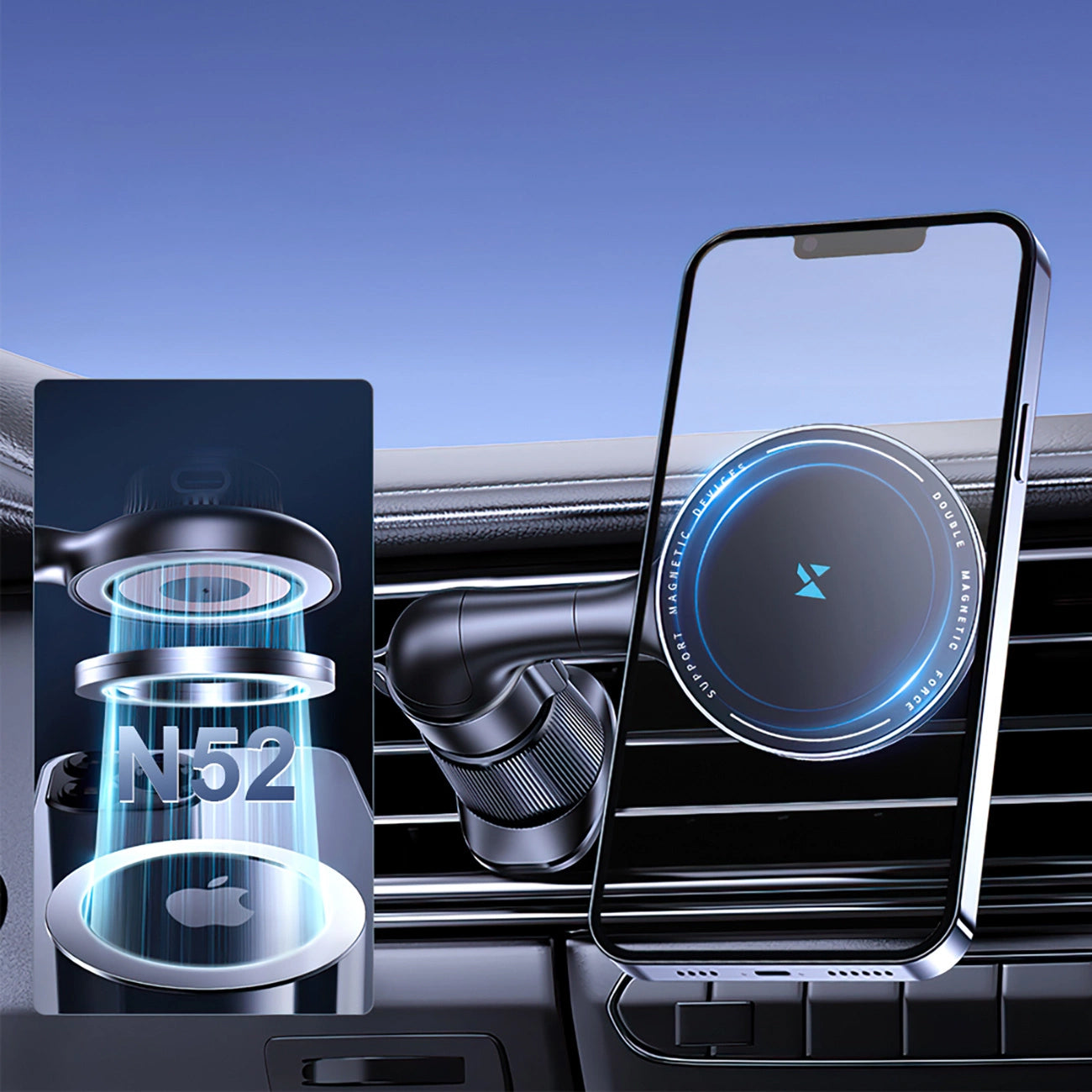 Bežični auto punjač WZK WCT5-6S4Y, 15W, 1.67A, Crni