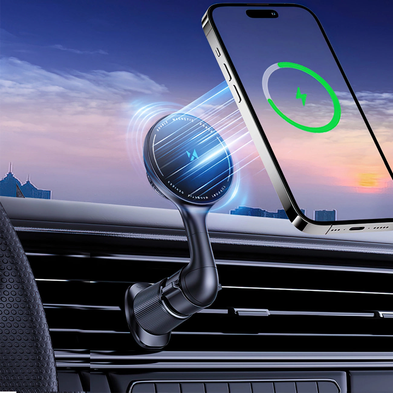 Bežični auto punjač WZK WCT5-6S4Y, 15W, 1.67A, Crni