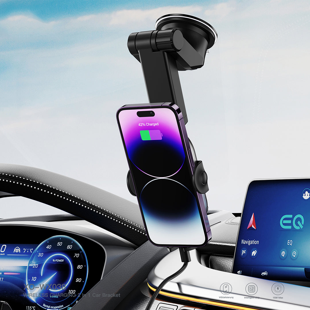 Bežični auto punjač XO Design WX038, 15W, 1.67A, Crni