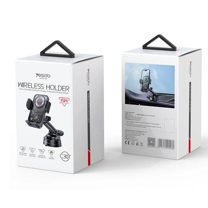 Auto punjač Wireless Yesido C307, 15W, 1.67A, Crni