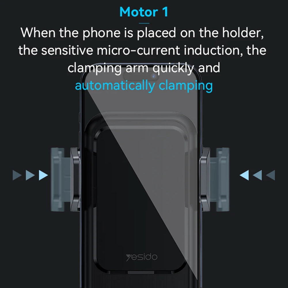 Auto punjač Wireless Yesido C312, 15W, 1.67A, Crni