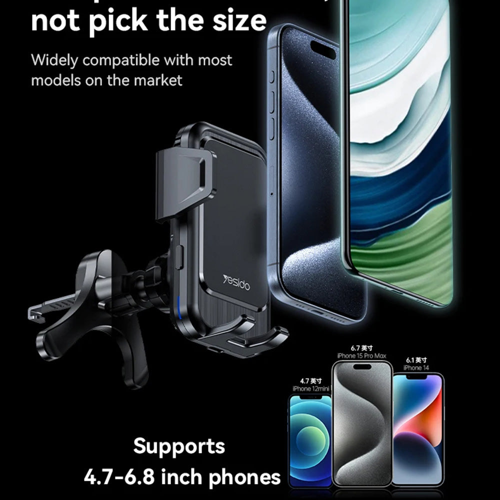 Auto punjač Wireless Yesido C312, 15W, 1.67A, Crni