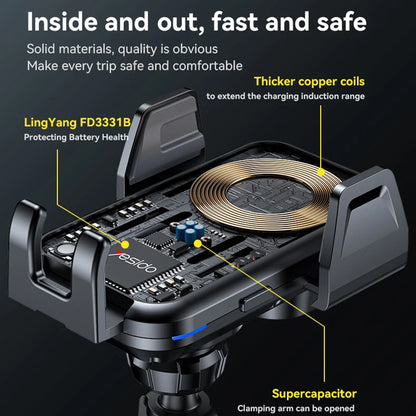 Auto punjač Wireless Yesido C312, 15W, 1.67A, Crni
