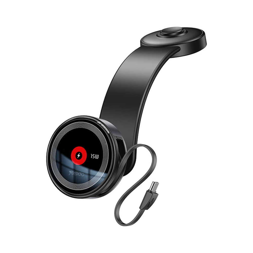 Auto punjač bežični Yesido C314, 15W, 1.67A, Crni