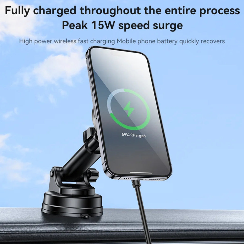 Auto punjač Wireless Yesido C315, 15W, 1.67A, Crni