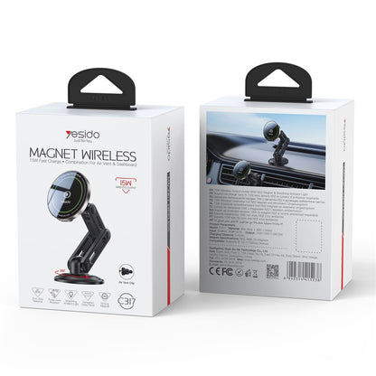 Bežični auto punjač Yesido C317, 15W, 1.67A, Crni