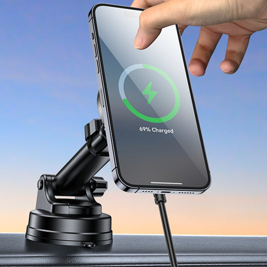 Auto punjač Wireless Yesido DS30, 15W, 1.67A, Crni