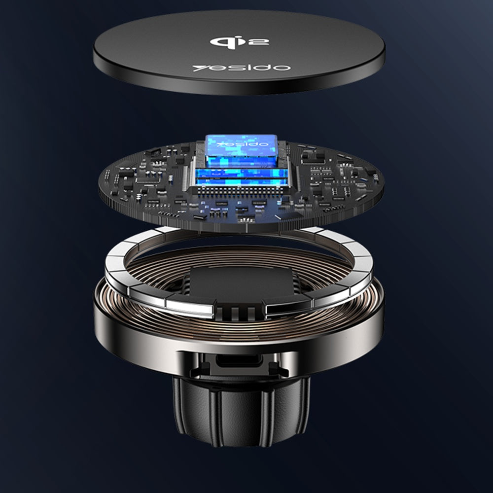 Auto punjač Wireless Yesido DS30, 15W, 1.67A, Crni