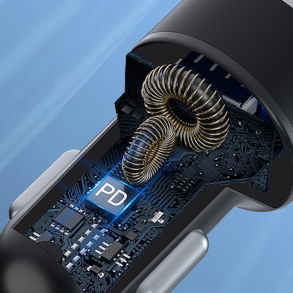 Auto punjač WZK WDCCAC, 36W, 3A, 1 x USB-A - 1 x USB-C, Crni
