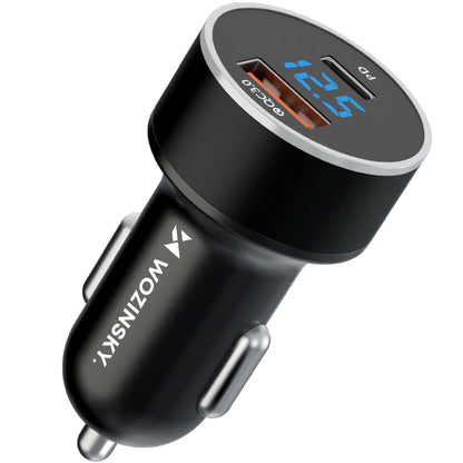 Auto punjač WZK WDCCAC, 36W, 3A, 1 x USB-A - 1 x USB-C, Crni