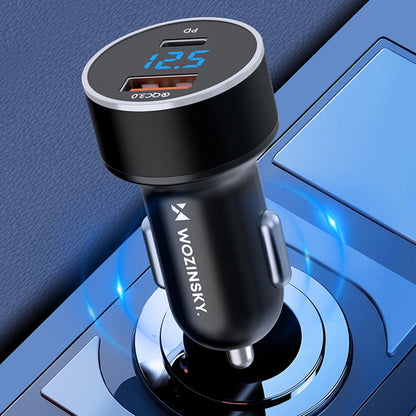 Auto punjač WZK WDCCAC, 36W, 3A, 1 x USB-A - 1 x USB-C, Crni