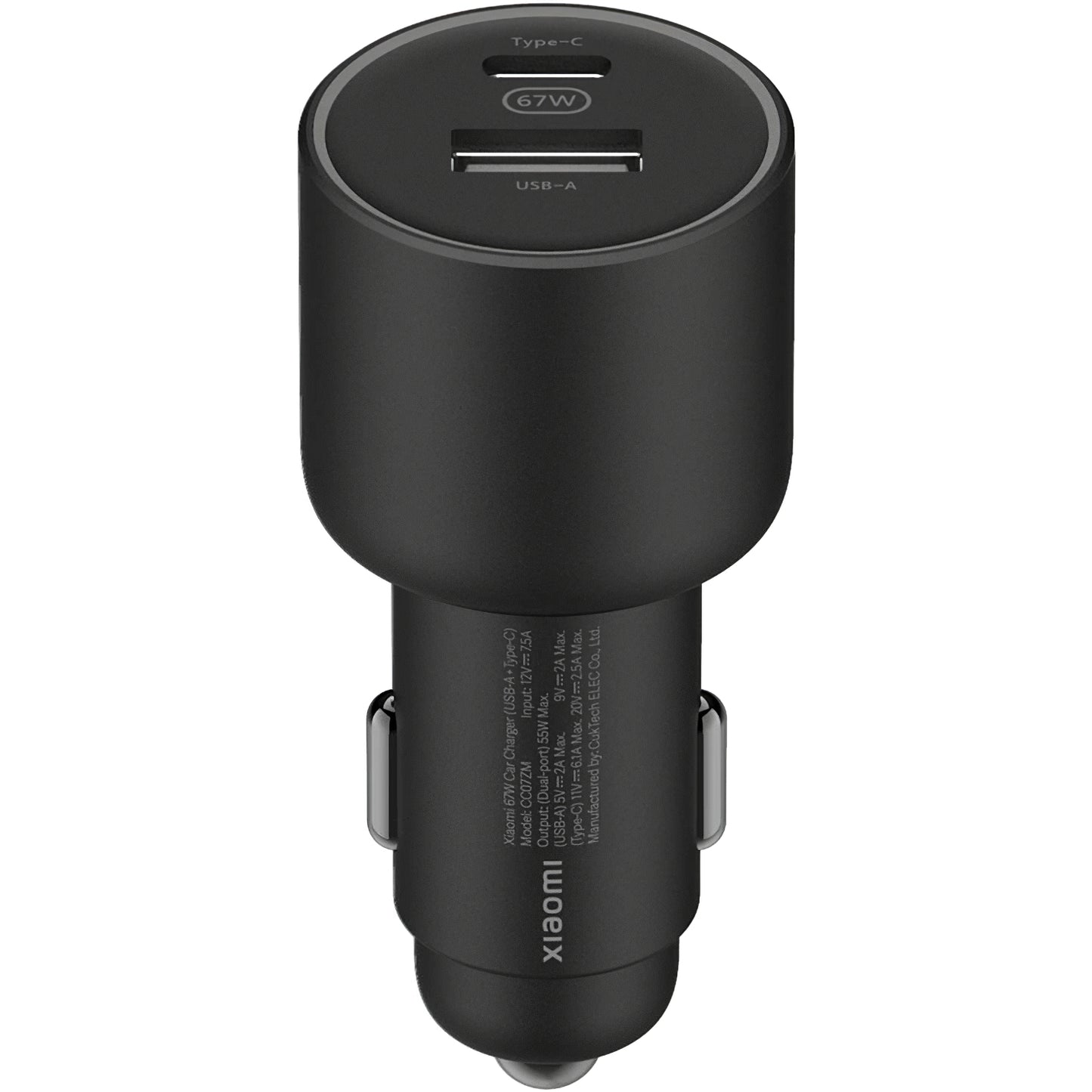 Auto punjač Xiaomi GaN, 67W, 3A, 1 x USB-A - 1 x USB-C, Crni BHR6814GL