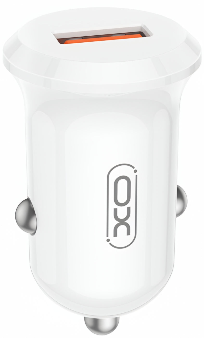 Auto punjač XO Design CC68, 18W, 3A, 1 x USB-A, Beli