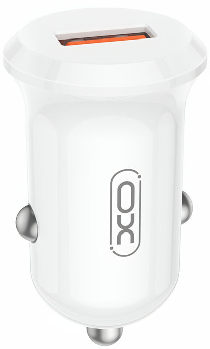 Auto punjač XO Design CC68, 18W, 3A, 1 x USB-A, Beli