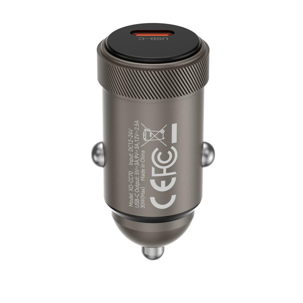 Auto punjač XO Design CC70, 30W, 3A, 1 x USB-C, Crni