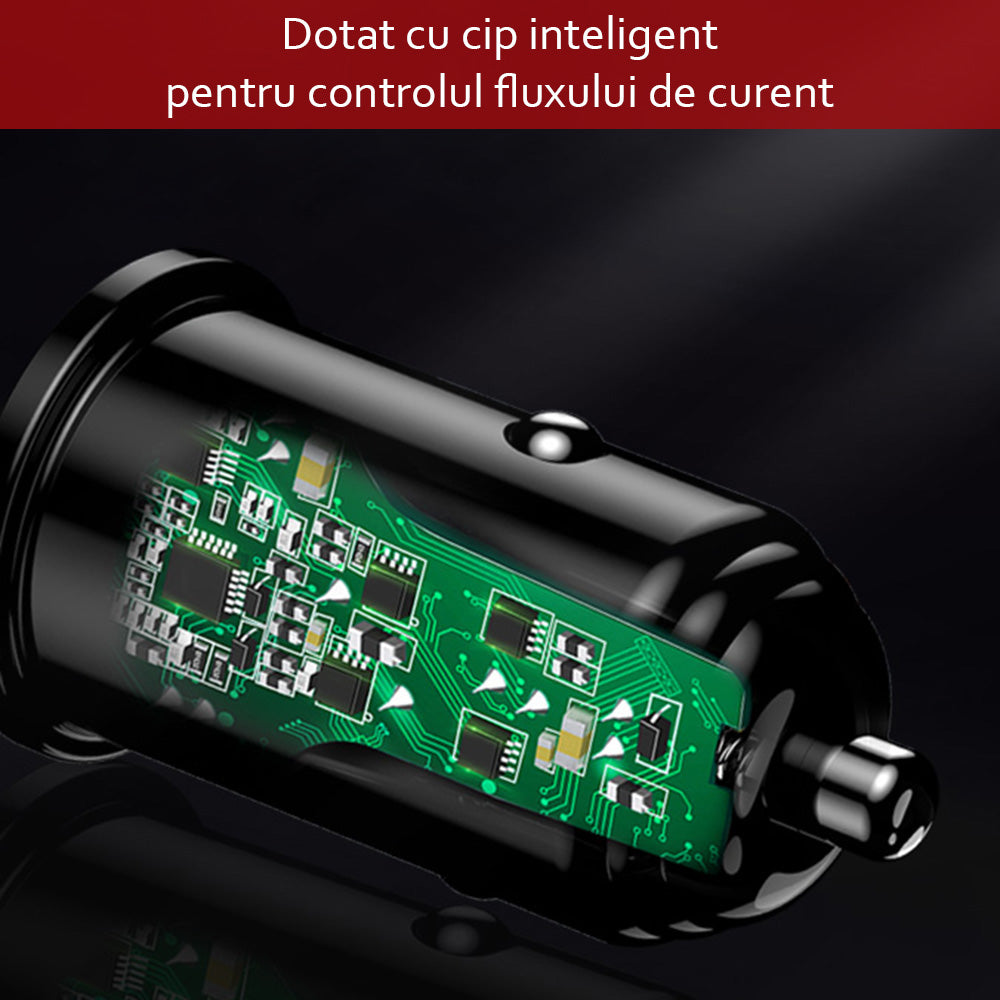 Auto punjač Yesido Y38, 18W, 3A, 1 x USB-A, Crni