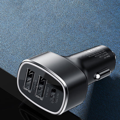 Auto punjač Yesido Y47, 49W, 3A, 2 x USB-A - 1 x USB-C, Crni