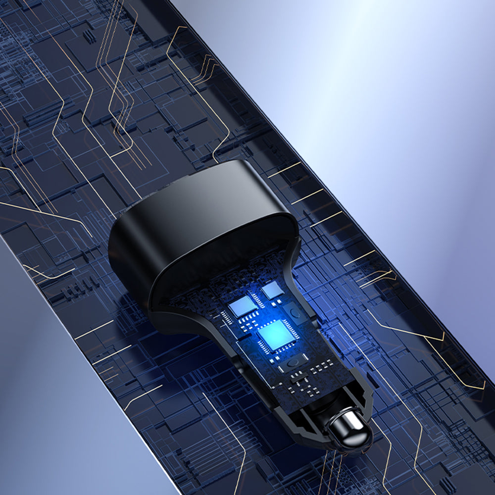 Auto punjač Yesido Y47, 49W, 3A, 2 x USB-A - 1 x USB-C, Crni