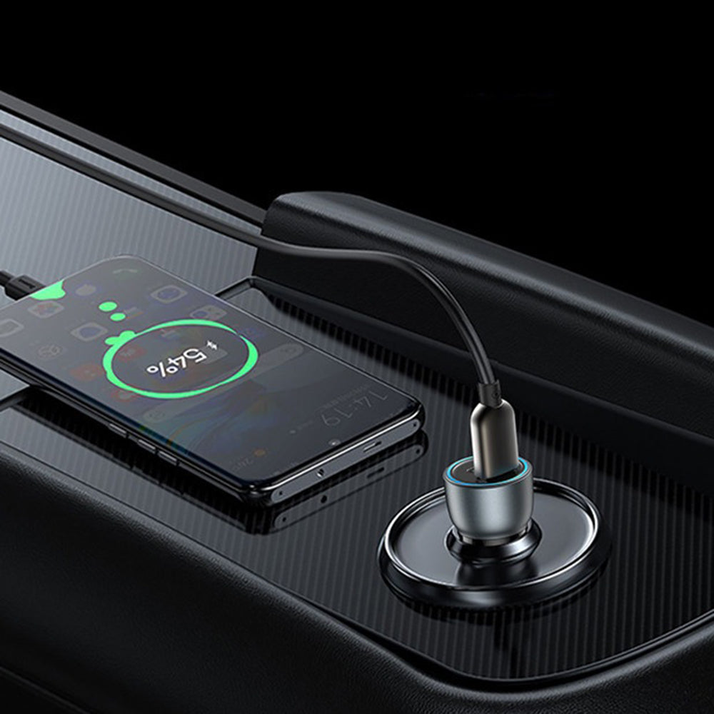 Auto punjač Yesido Y49, 30W, 3A, 1 x USB-A - 1 x USB-C, Sivi