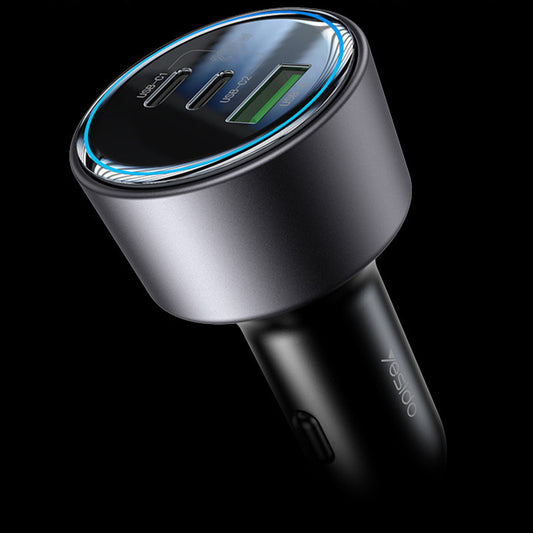Auto punjač Yesido Y59, 200W, 5A, 1 x USB-A - 2 x USB-C, Crni