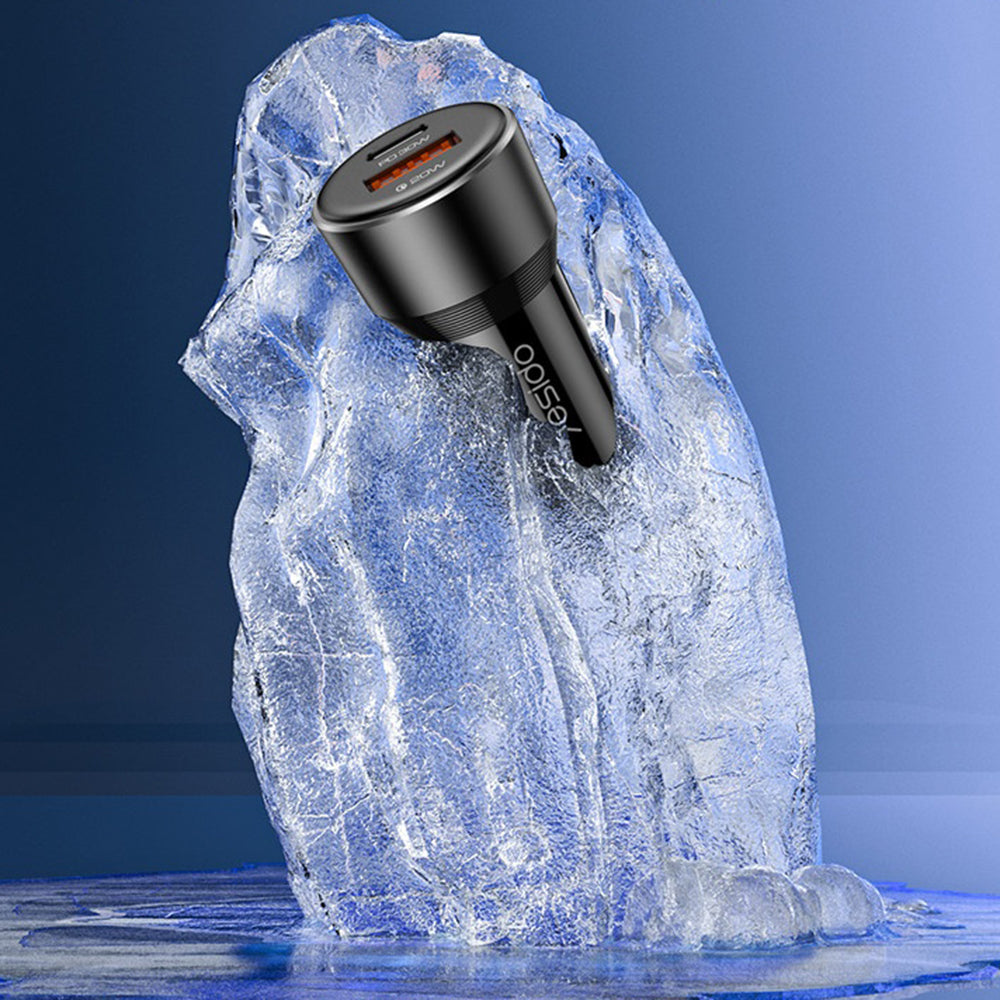 Auto punjač Yesido Y64, 50W, 3A, 1 x USB-A - 1 x USB-C, Crni