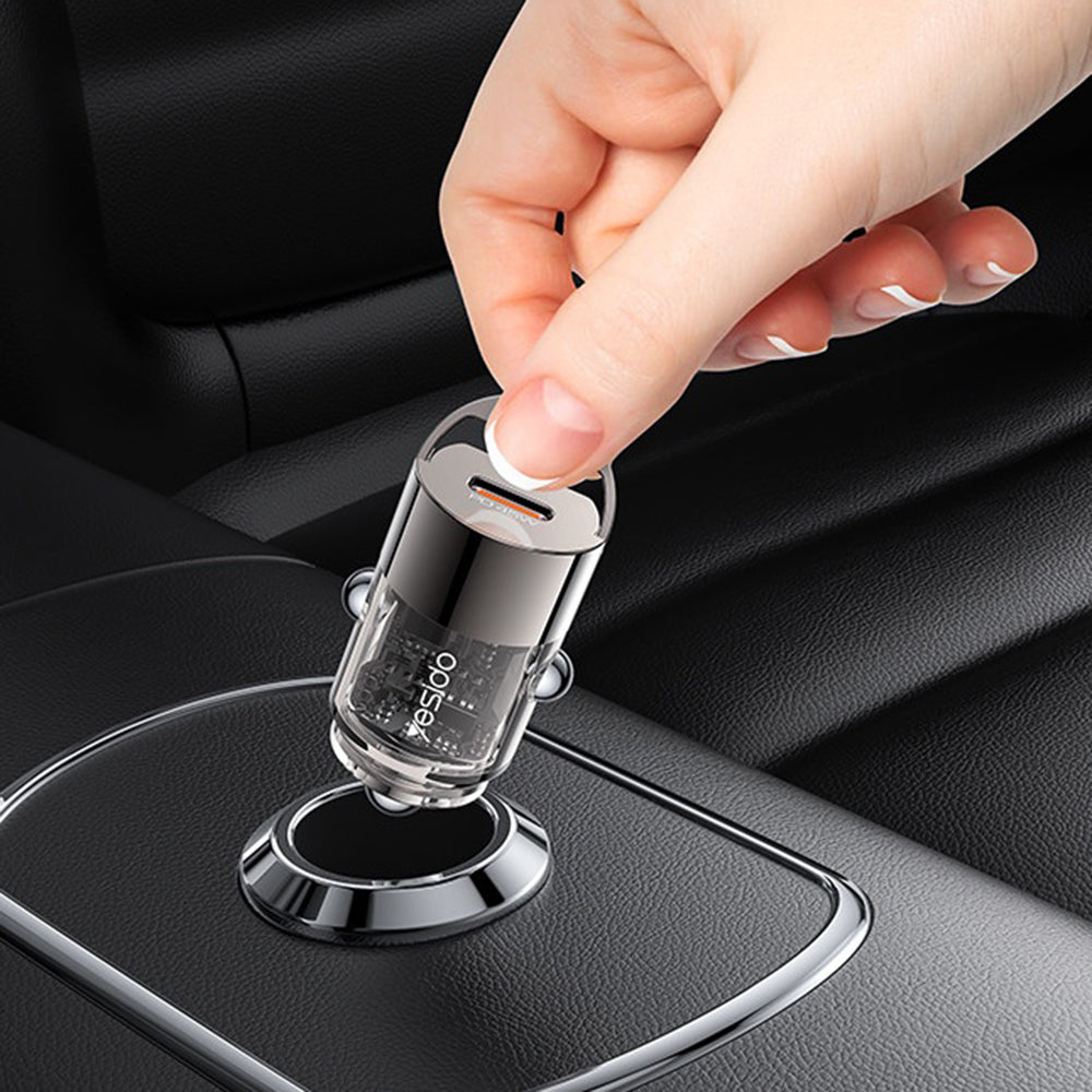 Auto punjač Yesido Y67, 45W, 3A, 1 x USB-C, Crni