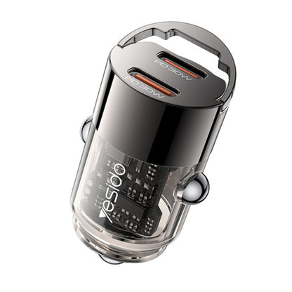 Auto punjač Yesido Y69, 30W, 3A, 2 x USB-C, Crni