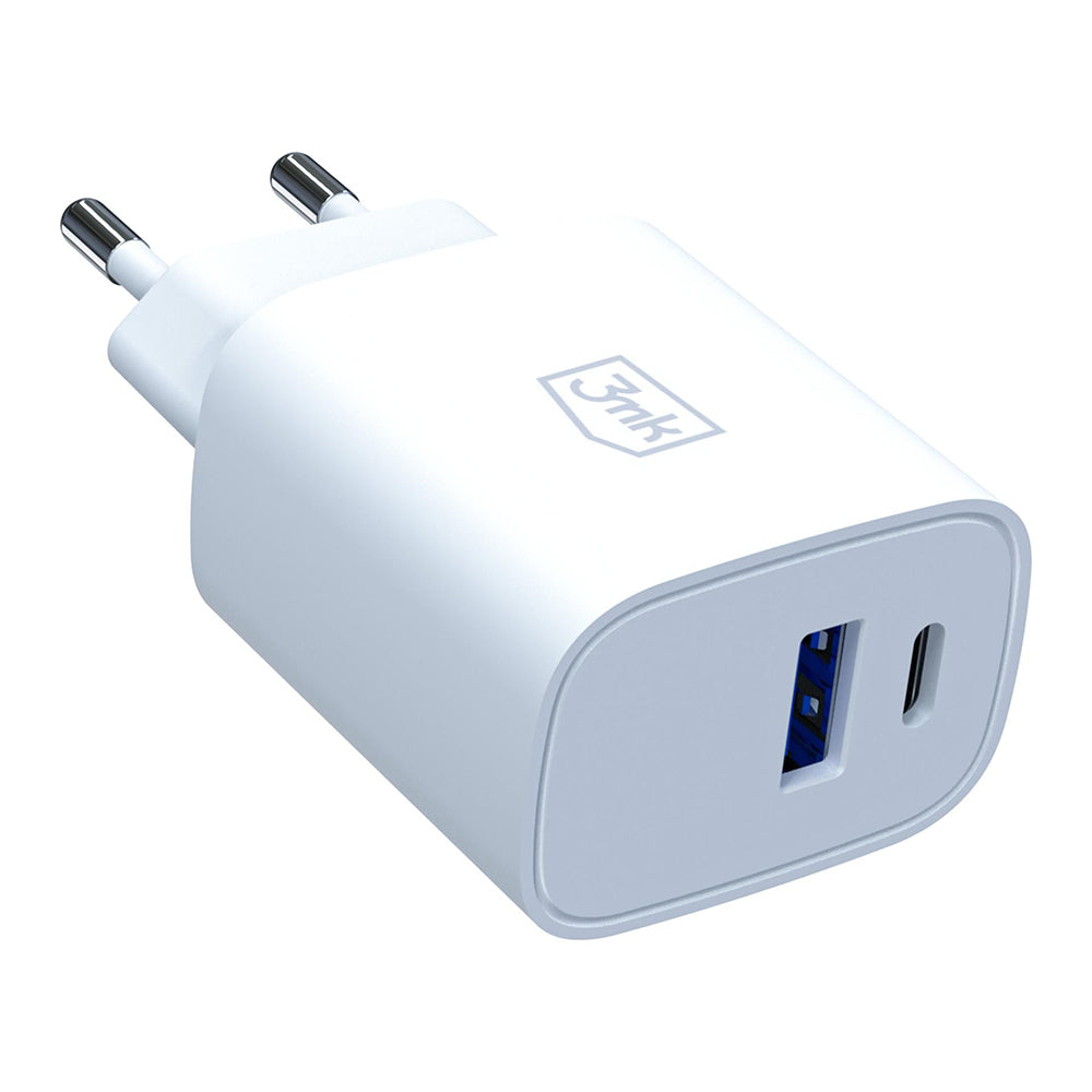 Punjač za mrežu 3MK FlowPower, 25W, 1 x USB-A - 1 x USB-C, Bela