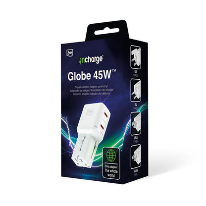 Mrežni punjač 3MK Globe Travel, 45W, 3A, 2 x USB-C, Bela