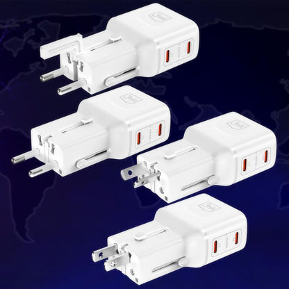 Mrežni punjač 3MK Globe Travel, 45W, 3A, 2 x USB-C, Bela