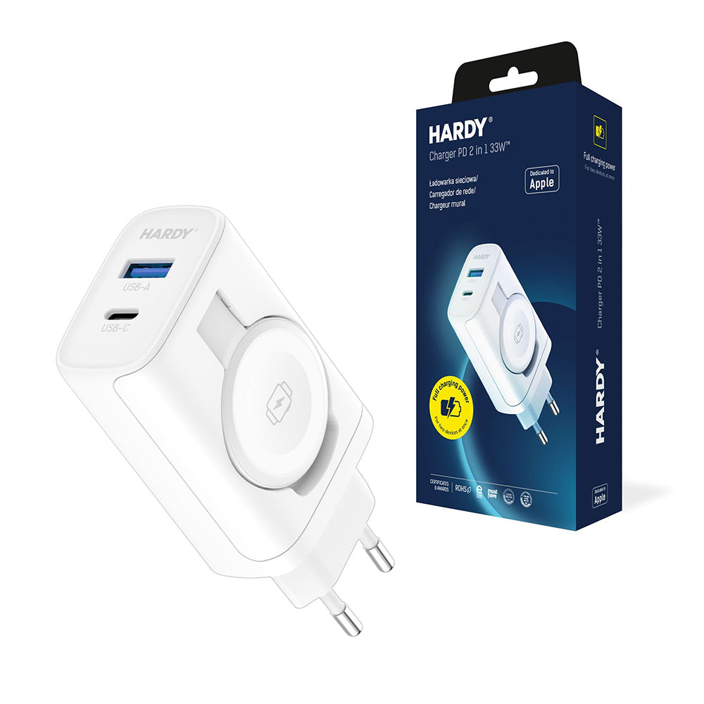 Punjač mreže 3MK Hardy 2in1, 33W, 3A, 1 x USB-A - 1 x USB-C, Beli