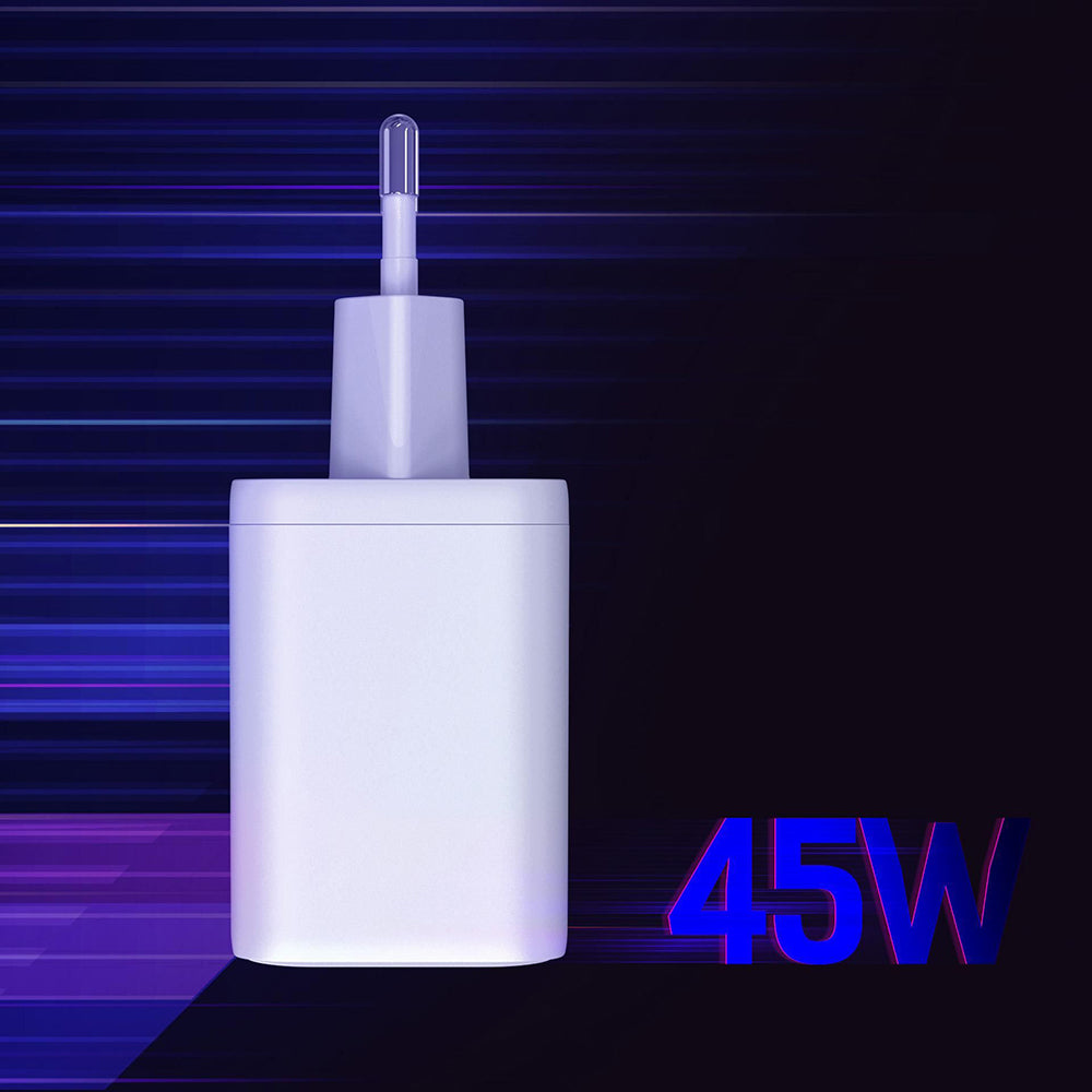 Mrežni punjač 3MK Hyper, 45W, 2 x USB-C, Bela