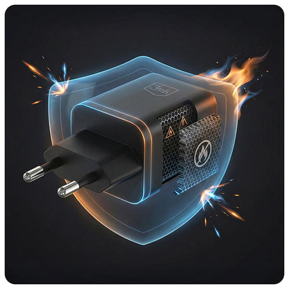 Punjač za mrežu 3MK Hyper, 45W, 2 x USB-C, Crni