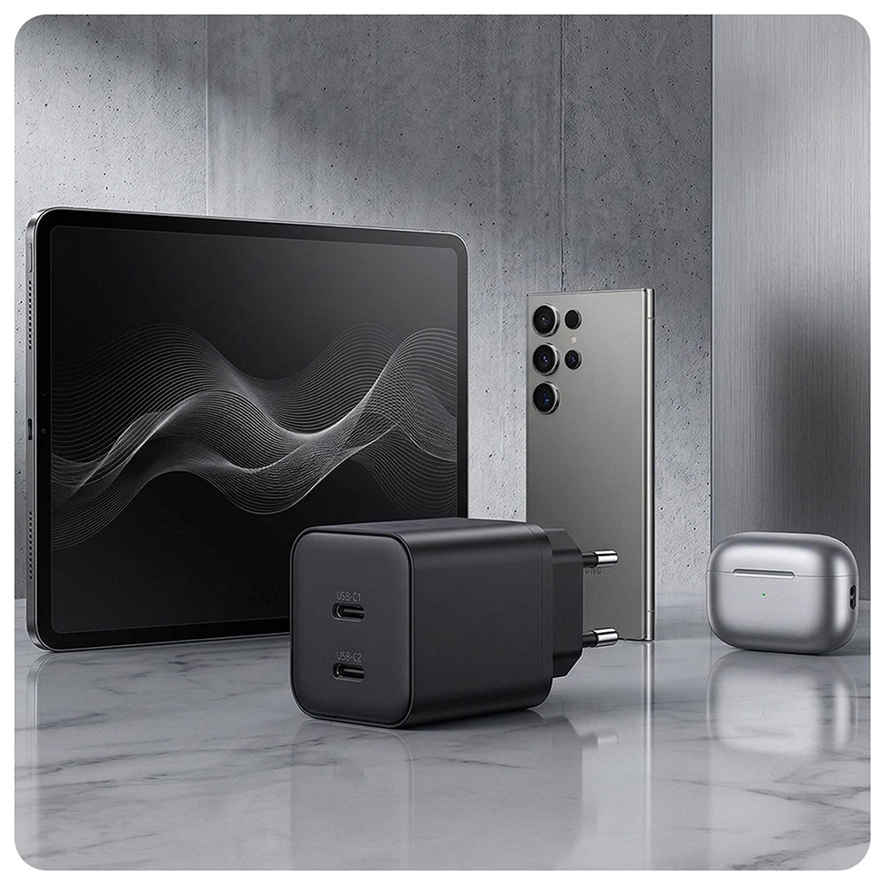 Punjač za mrežu 3MK Hyper, 45W, 2 x USB-C, Crni