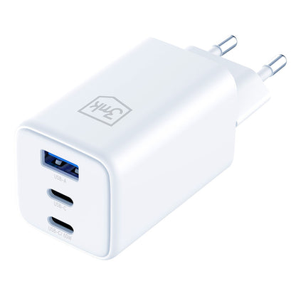 Punjač mreže 3MK Hyper, 65W, 3.25A, 1 x USB-A - 2 x USB-C, Beli