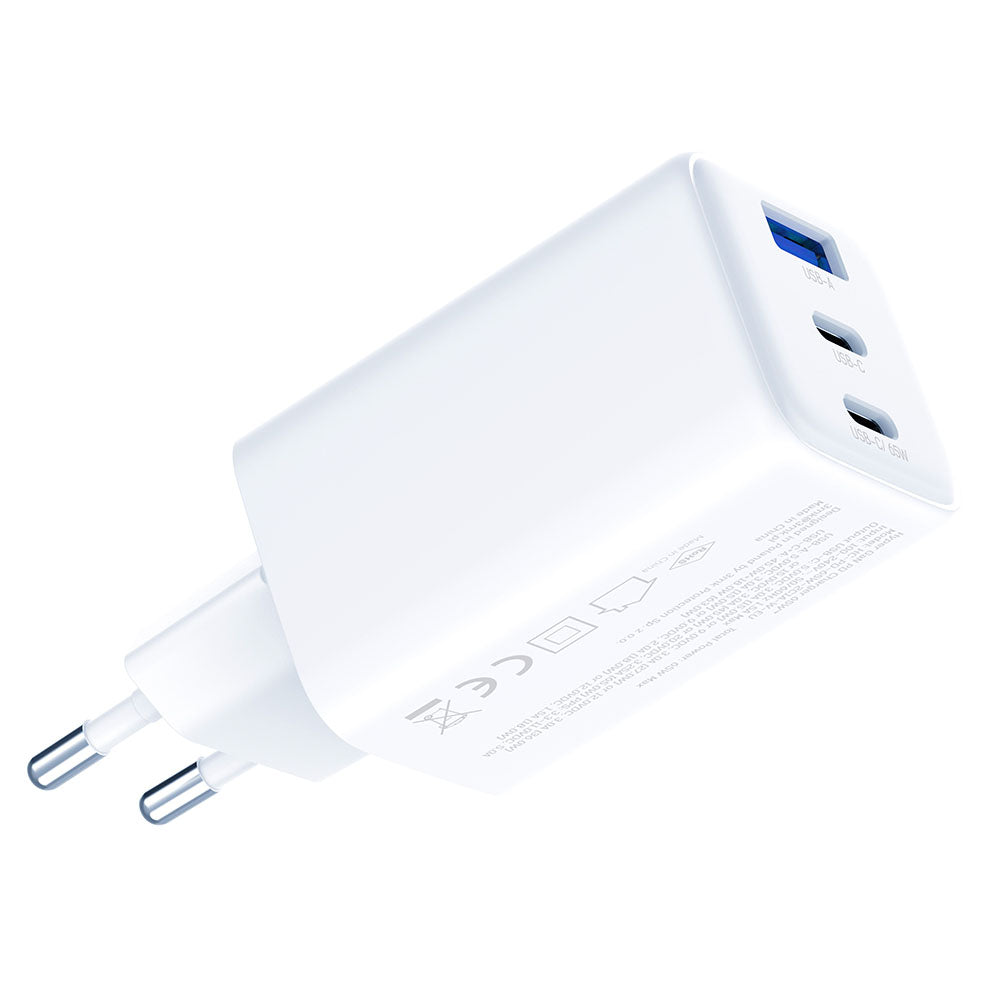 Punjač mreže 3MK Hyper, 65W, 3.25A, 1 x USB-A - 2 x USB-C, Beli