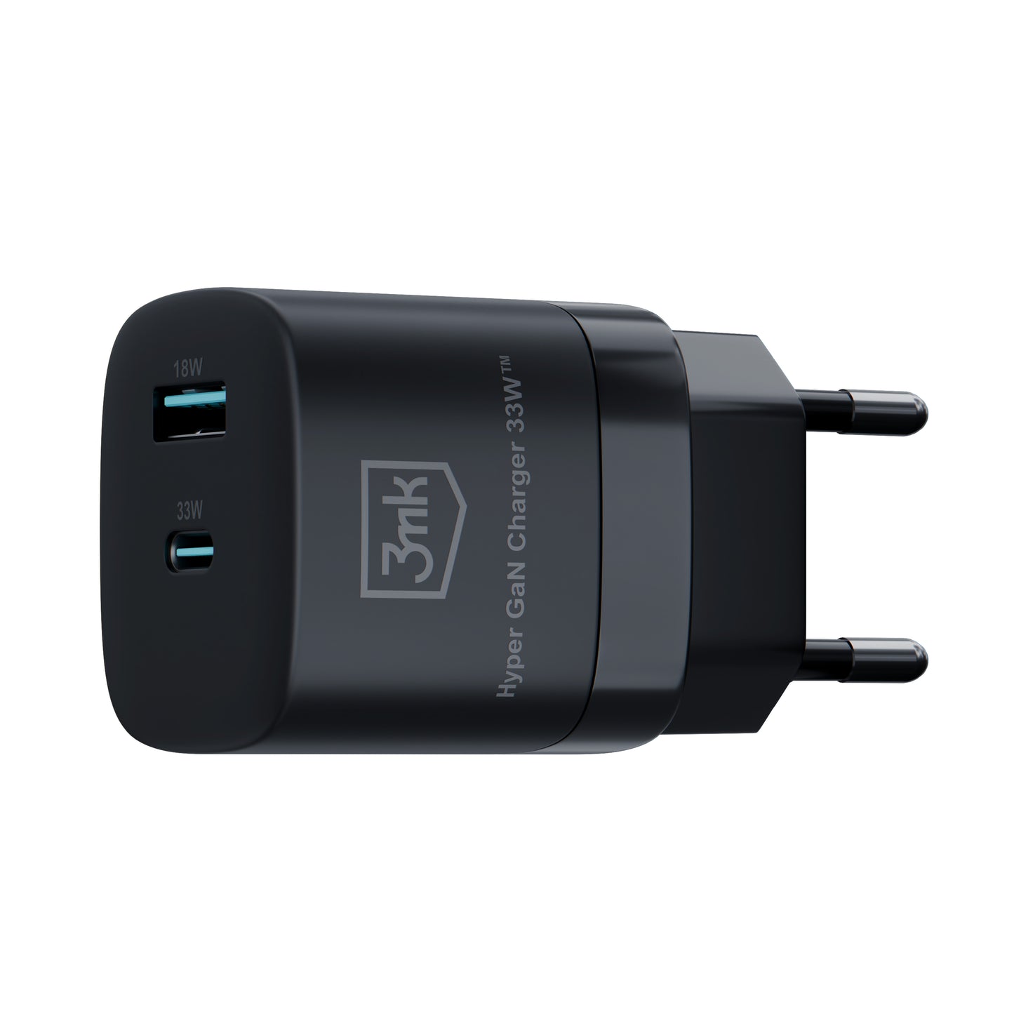 Punjač za mrežu 3MK HyperCharger GaN, 33W, 3A, 1 x USB-A - 1 x USB-C, Crni
