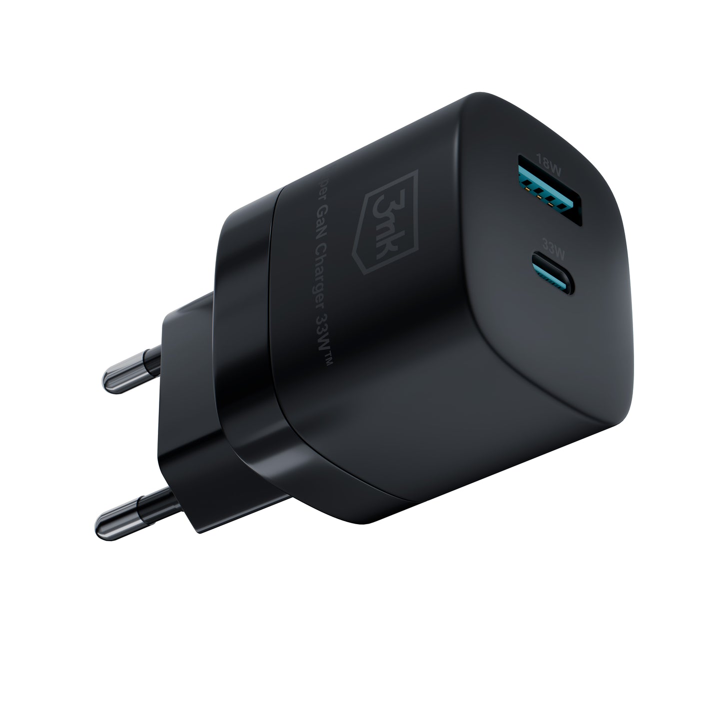 Punjač za mrežu 3MK HyperCharger GaN, 33W, 3A, 1 x USB-A - 1 x USB-C, Crni
