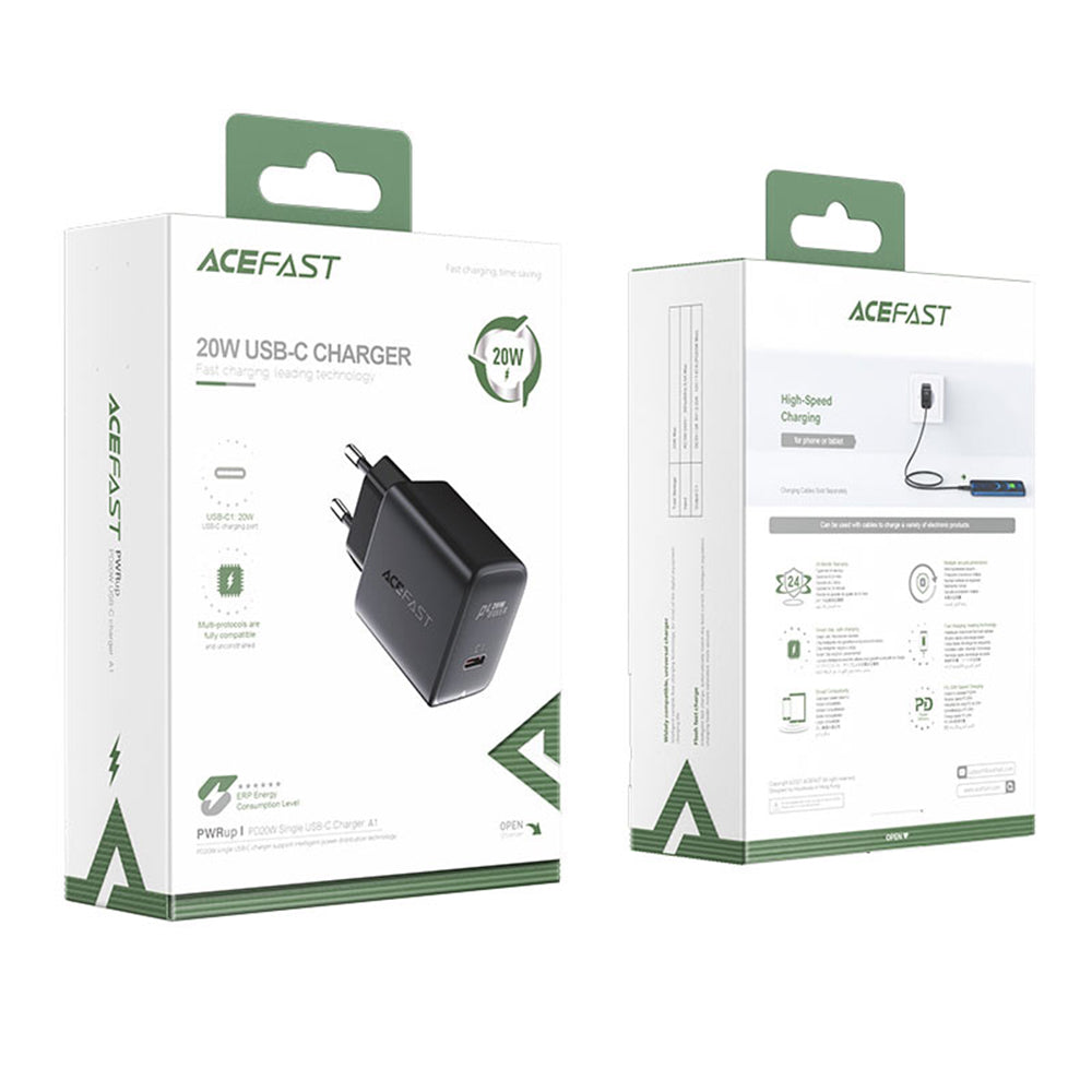 Punjač mreže Acefast A1, 20W, 3A, 1 x USB-C, Crni