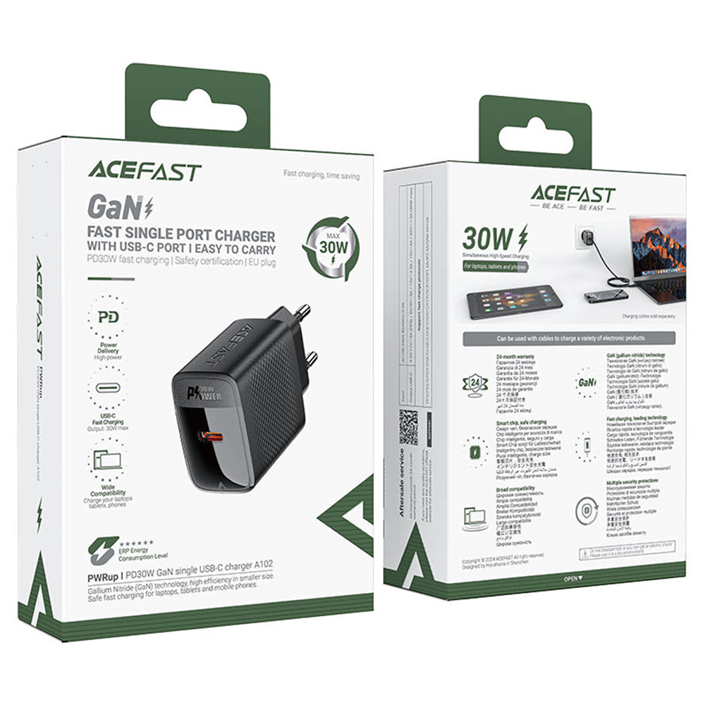 Punjač mreže Acefast A102, 30W, 3A, 1 x USB-C, Crni