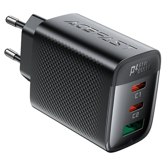 Punjač mreže Acefast A108, 67W, 3A, 1 x USB-A - 2 x USB-C, Crni