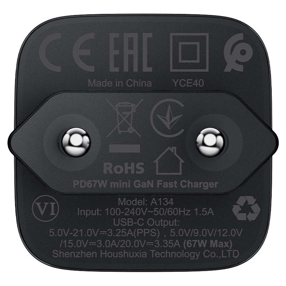 Punjač mreže Acefast A134, 67W, 3.35A, 1 x USB-C, Crni