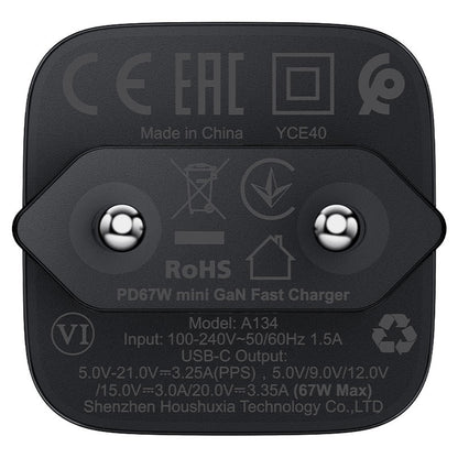 Punjač mreže Acefast A134, 67W, 3.35A, 1 x USB-C, Crni