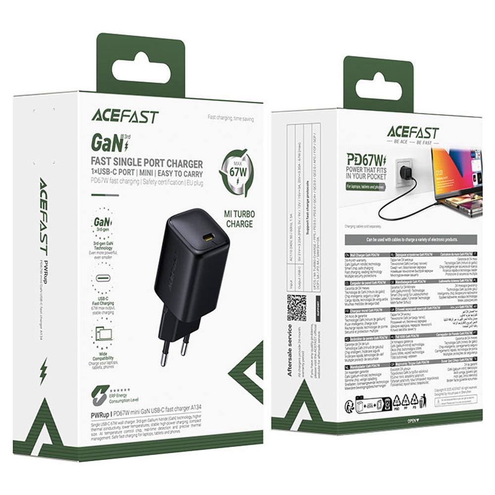 Punjač mreže Acefast A134, 67W, 3.35A, 1 x USB-C, Crni