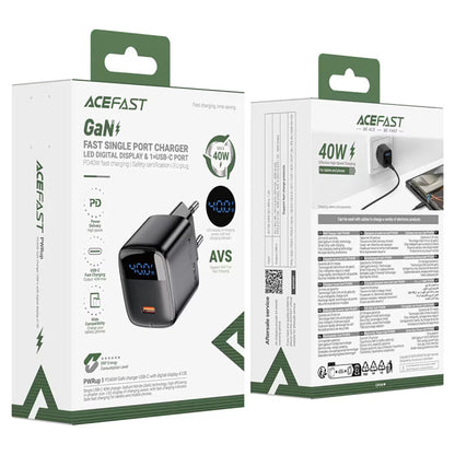 Punjač mreže Acefast A135 Display, 45W, 3A, 1 x USB-C, Crni