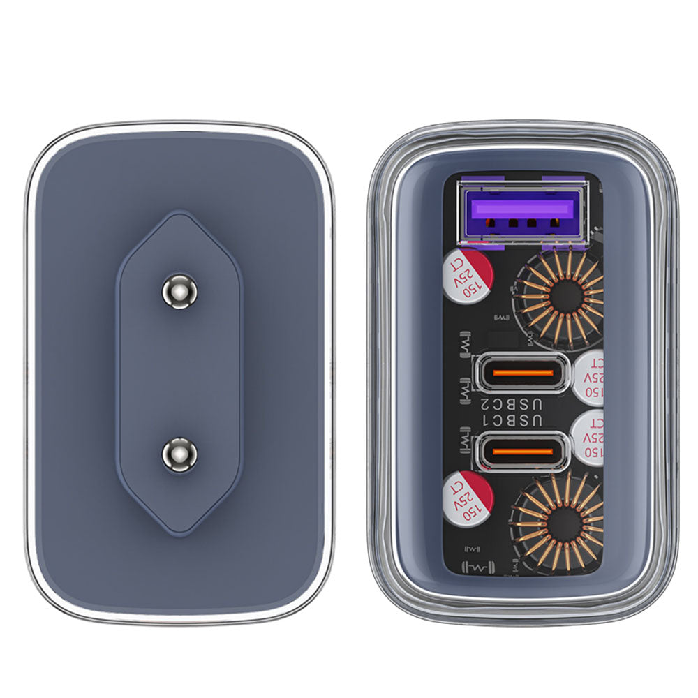 Punjač za mrežu Acefast A45 Exploration, 65W, 3.25A, 1 x USB-A - 2 x USB-C, Sivi