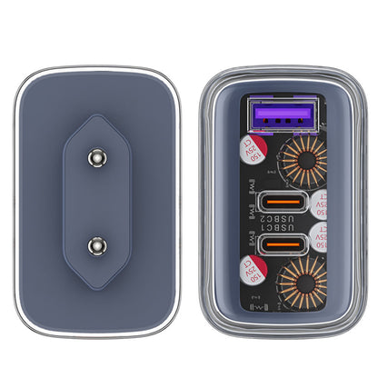 Punjač za mrežu Acefast A45 Exploration, 65W, 3.25A, 1 x USB-A - 2 x USB-C, Sivi